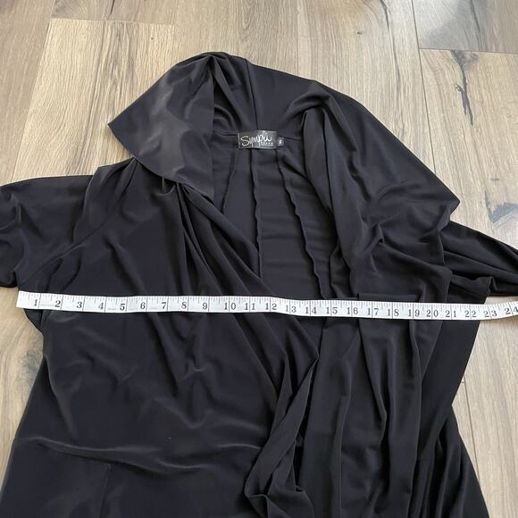 SYMPLI Grand Black Cardigan Open Jacket Top Stretch Plus Size 0G Draped Longline - Picture 6 of 9